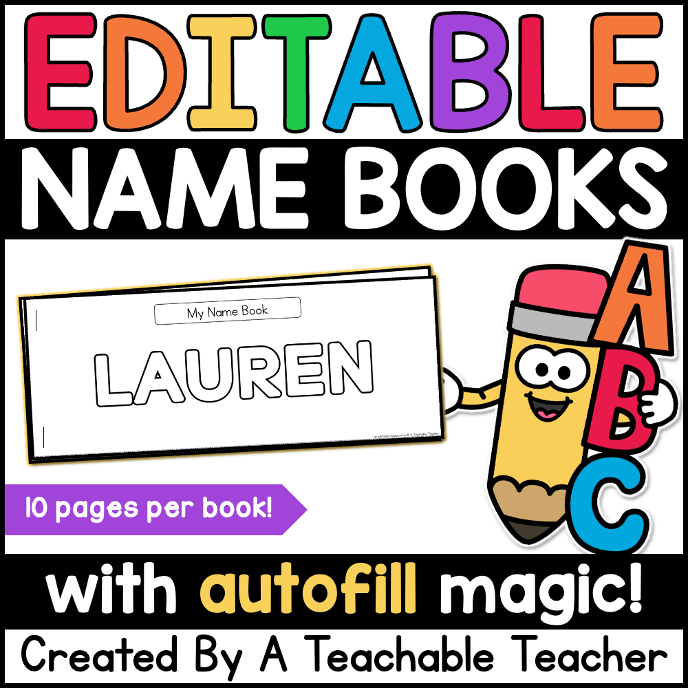 Editable Books Editable Name Books: Practice Writing First and Last Name – A Teachable ...