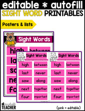 Editable Sight Word Printables- February