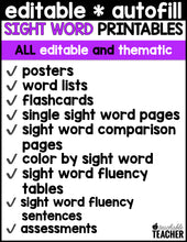 Editable Sight Word Printables - January