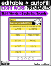 Editable Sight Word Printables - January
