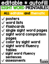 Editable Sight Word Printables- March