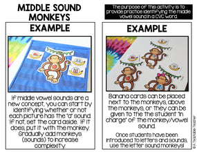 Middle Sound Monkeys - A Phonemic Awareness Game