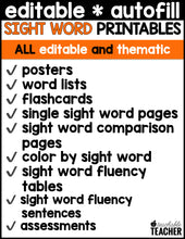 Editable Sight Word Printables - November