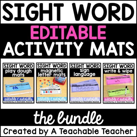Sight Word Editable Activity Mats- BUNDLE