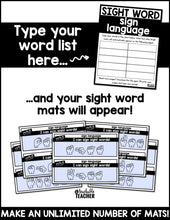 Editable Sight Word Sign Language
