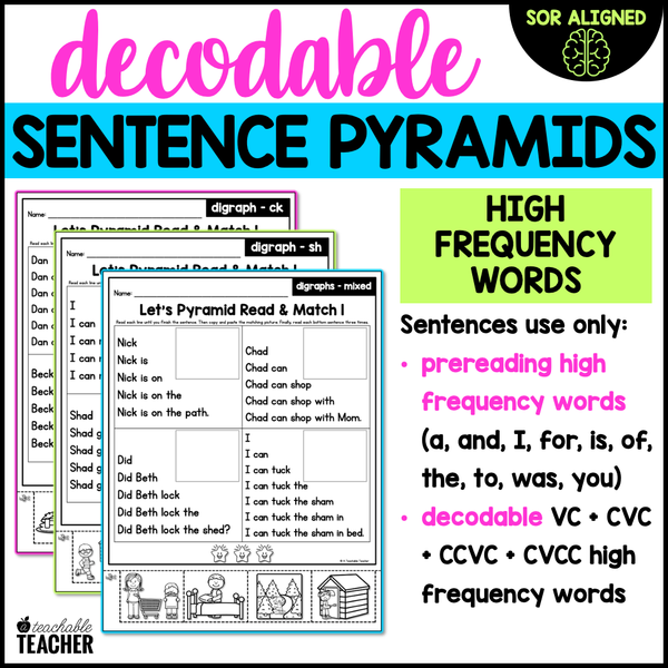 Decodable Sentence Pyramids- Words With Digraphs – A Teachable Teacher