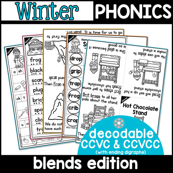 Winter Blends Activities- NO PREP Phonics Worksheets – A Teachable Teacher