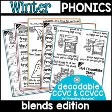 Winter Blends Activities- NO PREP Phonics Worksheets
