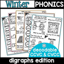 Winter Digraphs Activities- NO PREP Phonics Worksheets