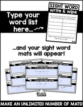 Editable Sight Word Write and Wipe