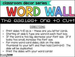 Classroom Decor Series - Word Wall - The Easiest One to Cut